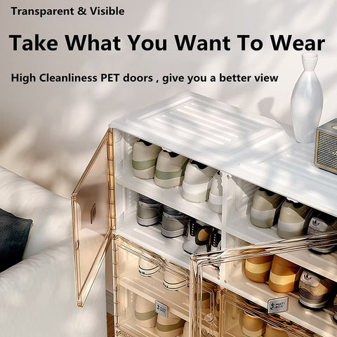 Portable Shoe Rack Organizer with Lids 10 Tiers 40 Pairs