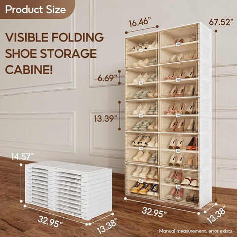 10 Tier Shoe Cabinet for Small Spaces with Doors | ANTBOX for bedroom organization - 3 - min easy setup Foldable Shoe Cabinet / High Capacity Shoe Organizer by antbox - storage