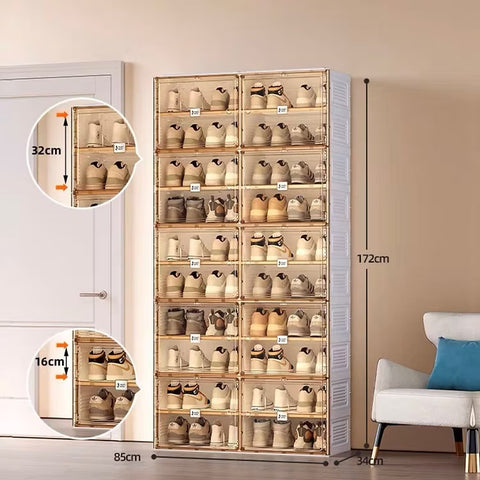 Portable Shoe Rack Organizer with Lids 10 Tiers 40 Pairs