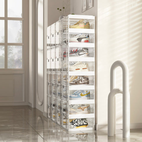 shoe box with transparent  side panel 8 Tiers 16 Pairs, Clear