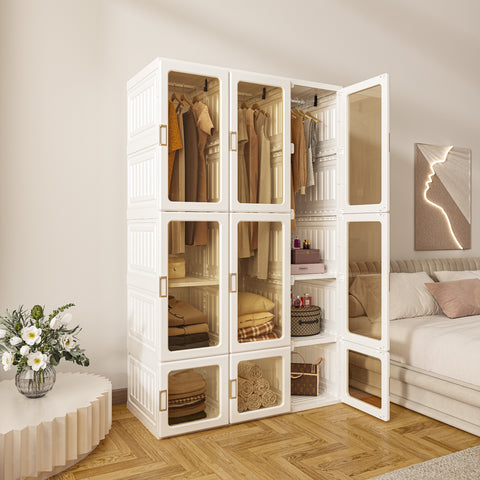 Wardrobe Closet 15 grids 9 doors 3 hangers