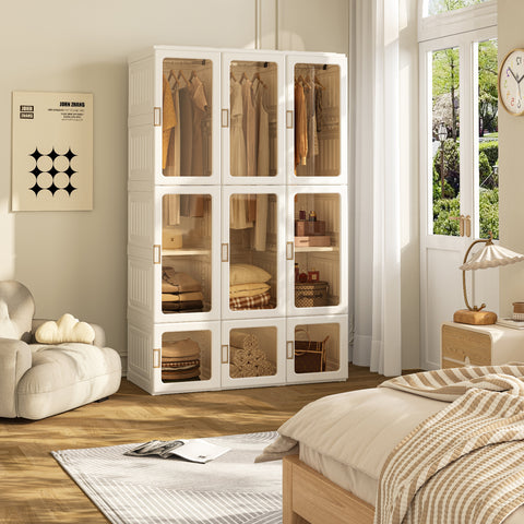 Wardrobe Closet 15 grids 9 doors 3 hangers