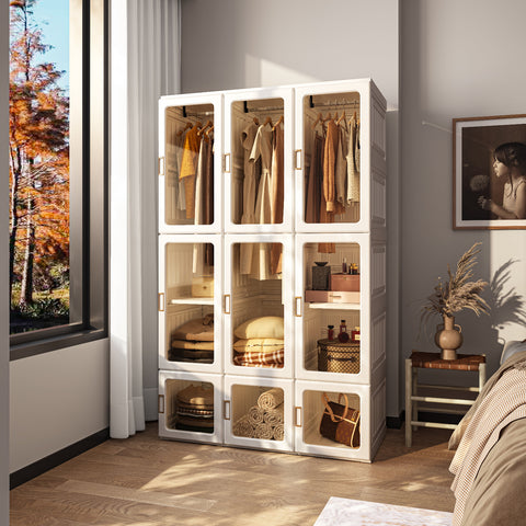 Wardrobe Closet 15 grids 9 doors 3 hangers