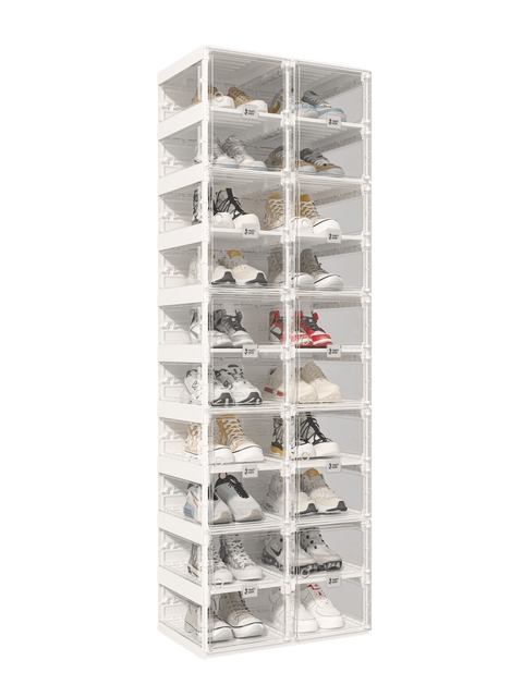 shoe box with transparent  side panel 10 Tiers 20 Pairs, Clear