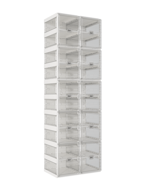 shoe box with transparent  side panel 10 Tiers 20 Pairs, Clear