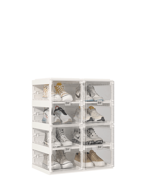 shoe box with transparent  side panel 4 Tiers 8 Pairs, Clear