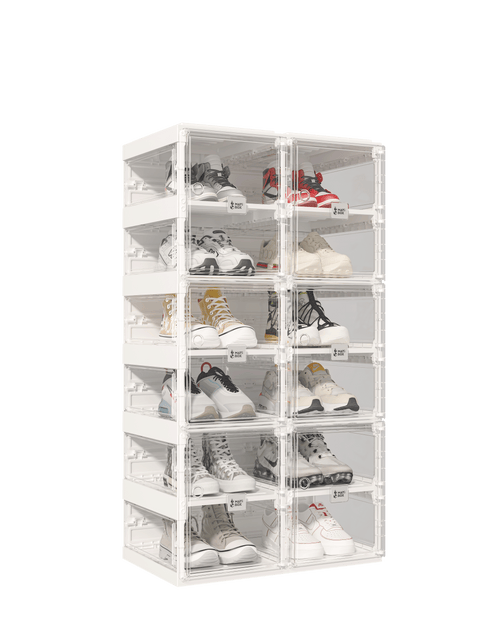 shoe box with transparent  side panel 6 Tiers 12 Pairs, Clear
