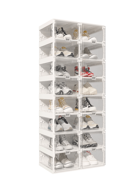 shoe box with transparent  side panel 8 Tiers 16 Pairs, Clear