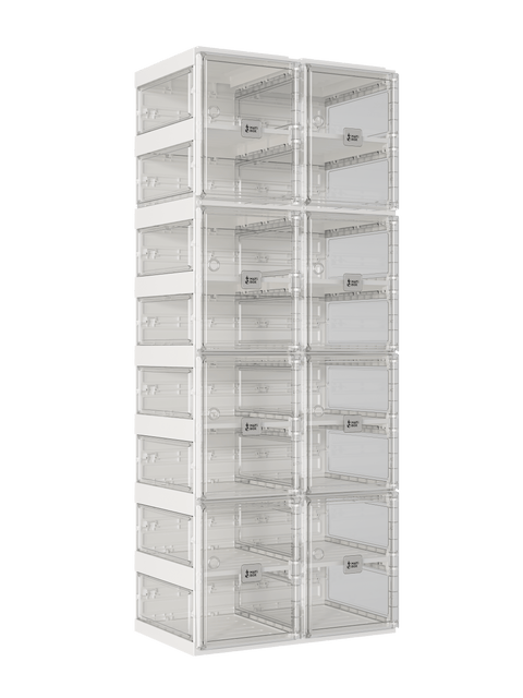shoe box with transparent  side panel 8 Tiers 16 Pairs, Clear