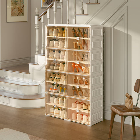 Shoe Cabinet with Lids 8 Tiers 32 Pairs,excluding boots