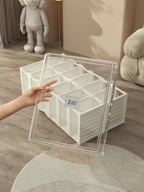 shoe box with transparent  side panel 6 Tiers 12 Pairs, Clear