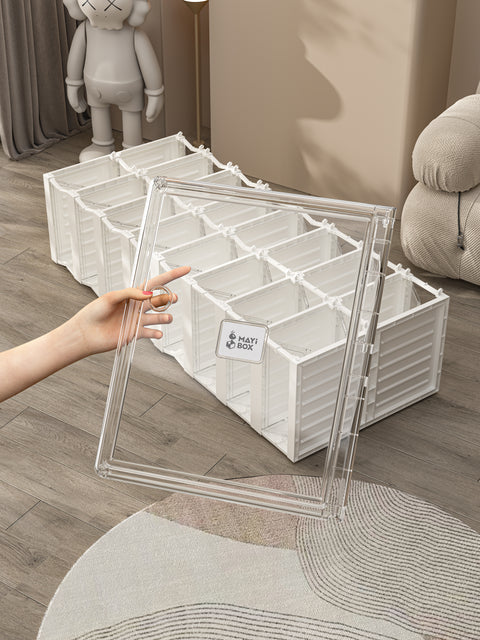 shoe box with transparent  side panel 8 Tiers 16 Pairs, Clear