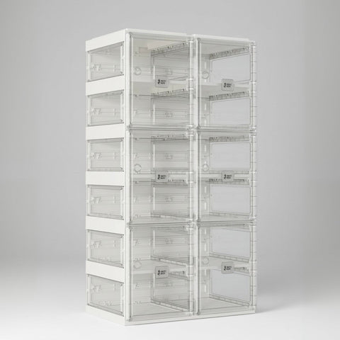 shoe box with transparent  side panel 6 Tiers 12 Pairs, Clear