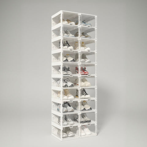 shoe box with transparent  side panel 10 Tiers 20 Pairs, Clear