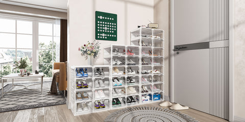 shoe box with transparent  side panel 4 Tiers 8 Pairs, Clear