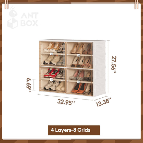 4 Tier Shoe Cabinet for Small Spaces | Compact Organizer – ANTBOX for bedroom organization - 3 - min easy setup Shoe Cabinet by antbox - storage