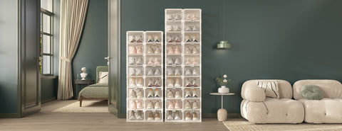 shoe box with transparent  side panel 10 Tiers 20 Pairs, Clear