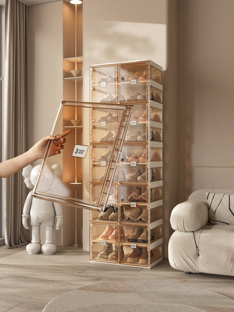 shoe box with transparent  side panel 10 Tiers 20 Pairs, Brown