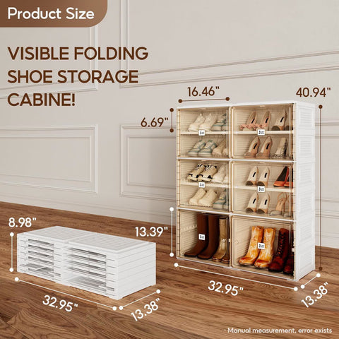 6 Tier Shoe Cabinet for Small Spaces | Portable Organizer – ANTBOX for bedroom organization - 3 - min easy setup Foldable Shoe Cabinet / Stackable Shoe Organizer by antbox - storage