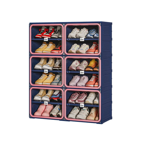 6/8/10 Tier Shoe Cabinet for Small Spaces – Pink & Blue for bedroom organization - 3 - min easy setup Foldable Shoe Cabinet / High Capacity Shoe Organizer by antbox - storage