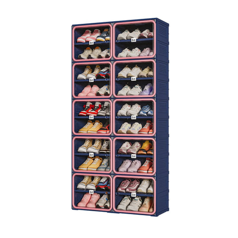 6/8/10 Tier Shoe Cabinet for Small Spaces with Doors – Pink & Blue Foldable Stackable Shoe Organizer | ANTBOX for bedroom organization - 3 - min easy setup Foldable Shoe Cabinet / High Capacity Shoe Organizer by antbox - storage