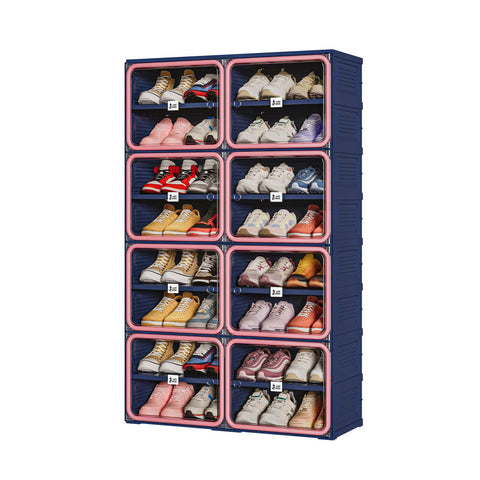6/8/10 Tier Shoe Cabinet for Small Spaces with Doors – Pink & Blue Foldable Stackable Shoe Organizer | ANTBOX for bedroom organization - 3 - min easy setup Foldable Shoe Cabinet / High Capacity Shoe Organizer by antbox - storage
