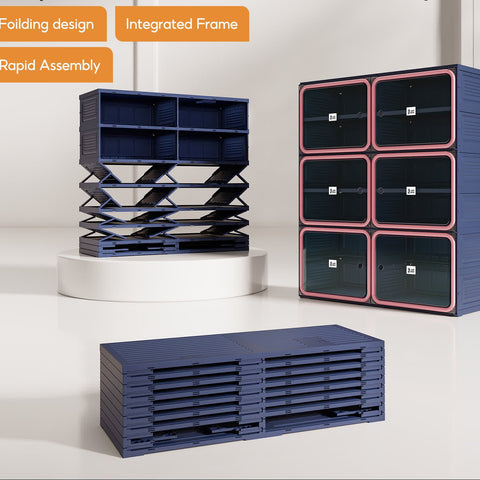 6/8/10 Tier Shoe Cabinet for Small Spaces with Doors – Pink & Blue Foldable Stackable Shoe Organizer | ANTBOX for bedroom organization - 3 - min easy setup Foldable Shoe Cabinet / High Capacity Shoe Organizer by antbox - storage