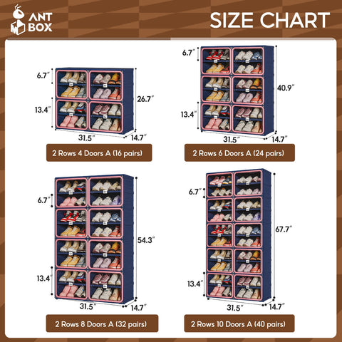 6/8/10 Tier Shoe Cabinet for Small Spaces with Doors – Pink & Blue Foldable Stackable Shoe Organizer | ANTBOX for bedroom organization - 3 - min easy setup Foldable Shoe Cabinet / High Capacity Shoe Organizer by antbox - storage
