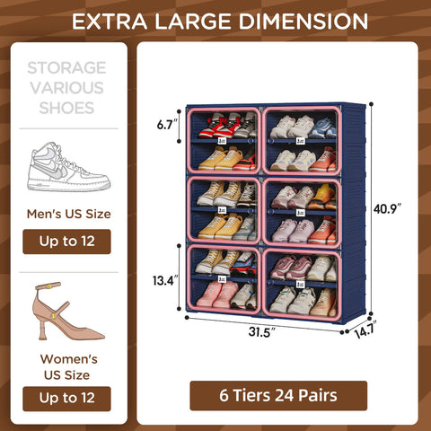6/8/10 Tier Shoe Cabinet for Small Spaces with Doors – Pink & Blue Foldable Stackable Shoe Organizer | ANTBOX for bedroom organization - 3 - min easy setup Foldable Shoe Cabinet / High Capacity Shoe Organizer by antbox - storage