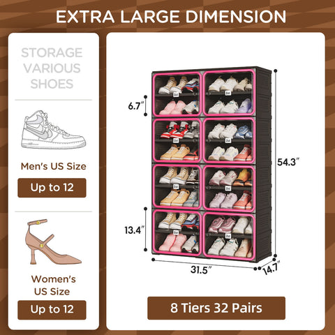 6/8/10 Tier Shoe Cabinet for Small Spaces with Doors – Red & Black Foldable Stackable Shoe Organizer | ANTBOX for bedroom organization - 3 - min easy setup Foldable Shoe Cabinet / High Capacity Shoe Organizer by antbox - storage