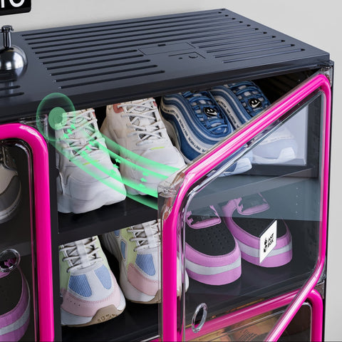 6/8/10 Tier Shoe Cabinet for Small Spaces with Doors – Red & Black Foldable Stackable Shoe Organizer | ANTBOX for bedroom organization - 3 - min easy setup Foldable Shoe Cabinet / High Capacity Shoe Organizer by antbox - storage