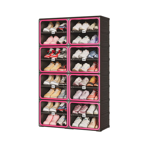 6/8/10 Tier Shoe Cabinet for Small Spaces with Doors – Red & Black Foldable Stackable Shoe Organizer | ANTBOX for bedroom organization - 3 - min easy setup Foldable Shoe Cabinet / High Capacity Shoe Organizer by antbox - storage
