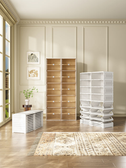 Shoe Cabinet with Lids 10 Tiers 40 Pairs,excluding boots