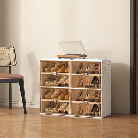 Shoe Cabinet with Lids 4 Tiers 16 Pairs,excluding boots