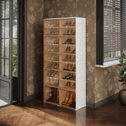 Shoe Cabinet with Lids 9 Tiers 36 Pairs, including boots