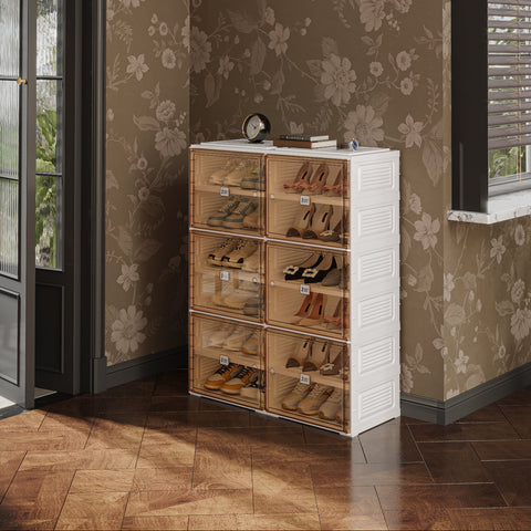 Shoe Cabinet with Lids 6 Tiers 24 Pairs,excluding boots