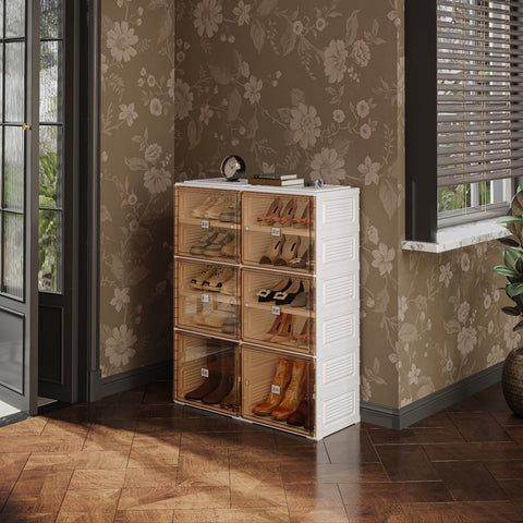 Shoe Cabinet with Lids 5 Tiers 20 Pairs, including boots