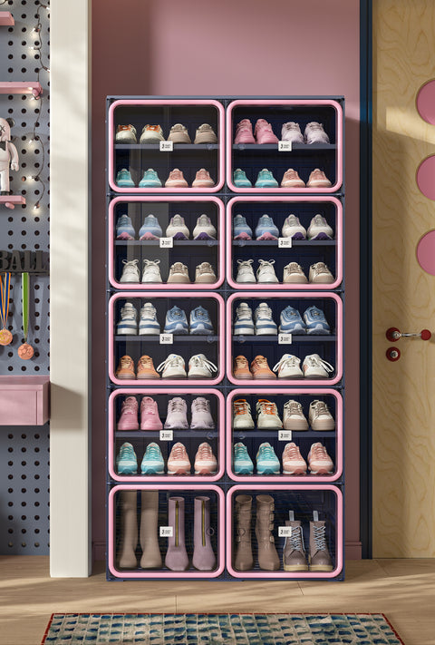 Pink Door · Blue Frame Shoe Cabinet