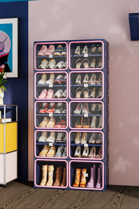 Pink Door · Blue Frame Shoe Cabinet