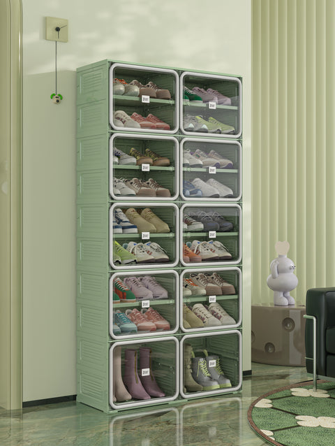 White Door · Green Frame Shoe Cabinet