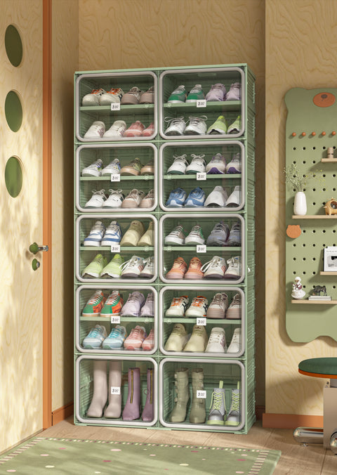 White Door · Green Frame Shoe Cabinet