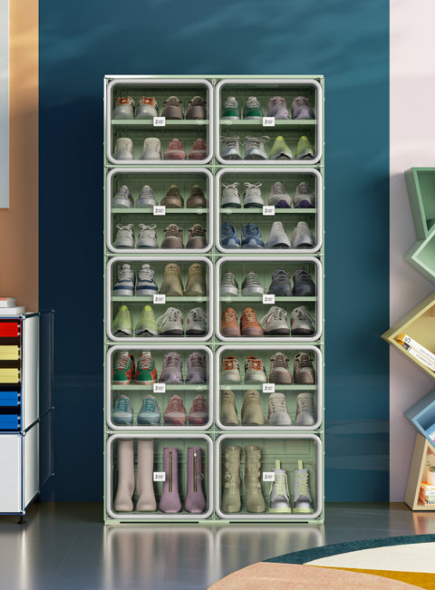 White Door · Green Frame Shoe Cabinet