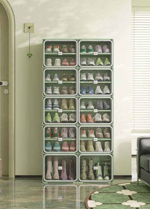 White Door · Green Frame Shoe Cabinet