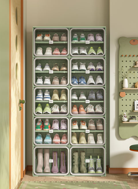 White Door · Green Frame Shoe Cabinet