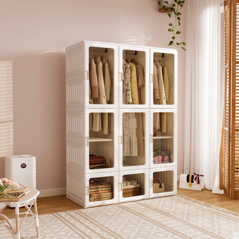 Wardrobe Closet 15 grids 9 doors 3 hangers