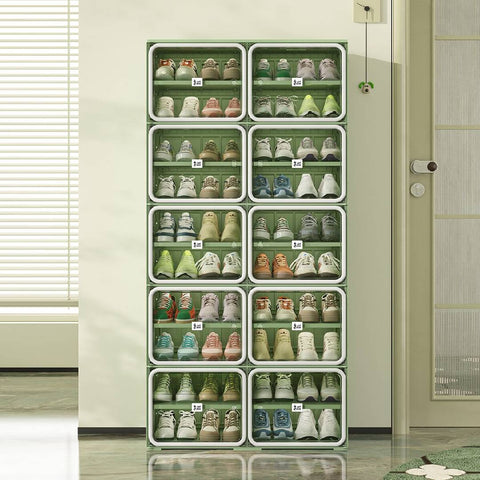 ANTBOX 10-tier green and gray shoe cabinet holding up to 40 pairs