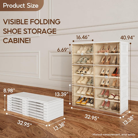 ANTBOX 6 tier foldable shoe cabinet size and dimension diagram for home organization