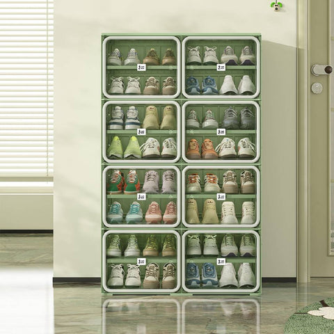 ANTBOX 8-tier green and gray shoe cabinet holding up to 32 pairs