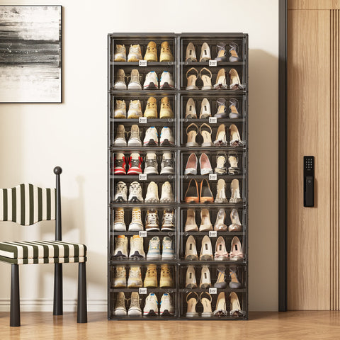 ANTBOX 9/10 Tier Foldable Shoe Cabinet with Doors for bedroom organization - 3 - min easy setup Shoe Cabinet / Modular Shoe Storage by antbox - storage