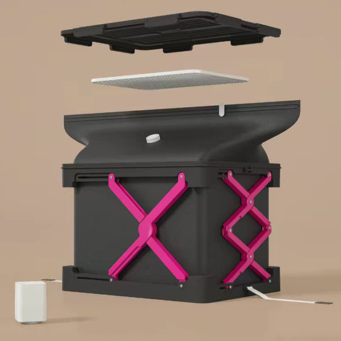 ANTBOX black vacuum compression storage box showing its main components and parts